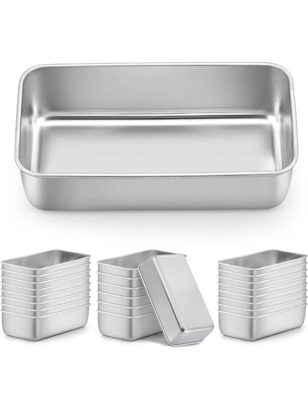 24 PCS Stainless Steel Loaf Pans 9x5 Inch | Dishwasher Safe Baking Tins for